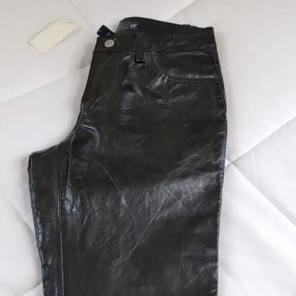 Vintage Gap Y2K Genuine Black Leather Boot Cut Pants size 2 NEW WITH TAGS - Picture 4 of 12